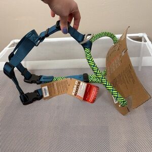 NWT Arcadia Trail Rope Dog Harness XL Blue Neon Step-In Adjustable Hike Camping